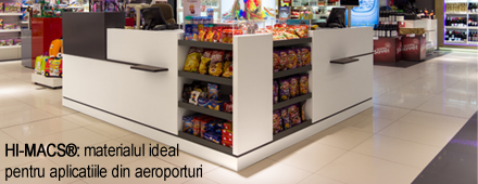 Procesul de extindere si modernizare a aeroportului international Henri Coanda i-a dublat capacitatea de operare, punand la dispozitie facilitati performante si servicii la o clasa superioara. Intrucat spatiile comerciale trebuiau sa raspunda acelorasi cerinte, dezvoltatorii proiectului au ales sa foloseasca HI-MACS® Piatra Acrilica Naturala pentru realizarea cash-deskurilor din magazinul Art&Craft.
Magazinul este un artizanat dedicat vanzarii produselor traditionale romanesti, care a […] Mai mult…