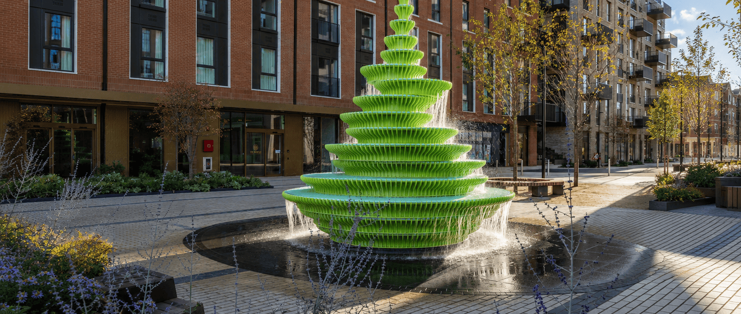 Creată de NEON pentru Brent Cross Town, fântâna „Neighbourhood Square” aduce o nouă interpretare a fântânii urbane tradiționale, transformând-o într-o instalație sculpturală contemporană cu o prezență vizuală puternică. Pentru realizarea proiectului a fost ales materialul Solid Surface HIMACS, datorită preciziei, durabilității și flexibilității sale în modelarea unor forme complexe și fluide.





De-a lungul timpului, fântânile au devenit repere ale spațiului public […] Mai mult…