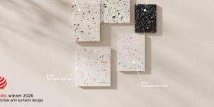 Design modern și sustenabil, cu conținut reciclat certificat integrat în fiecare nuanță.
Cinci culori din colecția HIMACS Terrazzo au fost recompensate cu Red Dot Design Award 2026 la categoria Product Design, una dintre cele mai prestigioase distincții internaționale din domeniul designului. Premiul evidențiază modul în care estetica clasică a terrazzo-ului poate fi reinterpretată într-o manieră actuală, prin design expresiv și utilizarea […] Mai mult…